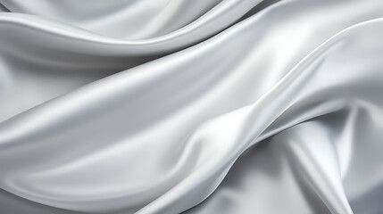 Fototapeta premium Closeup of rippled white silk fabric lines. 3d render illustration