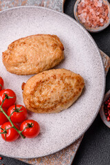Delicious fresh fried minced cutlets with spices and herbs