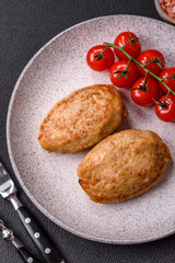Delicious fresh fried minced cutlets with spices and herbs