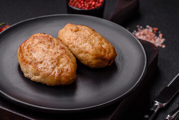 Delicious fresh fried minced cutlets with spices and herbs