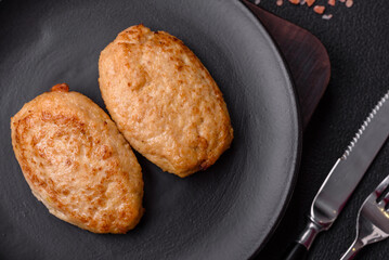 Delicious fresh fried minced cutlets with spices and herbs