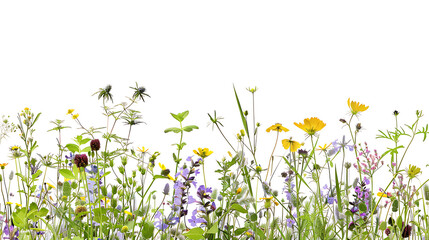 Wildflowers meadow isolated on white or transparent background © Ibnu