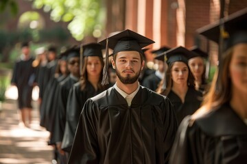 Obraz premium School or college graduates in graduation cap