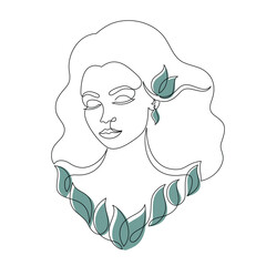 Image features a line drawing of a woman face.