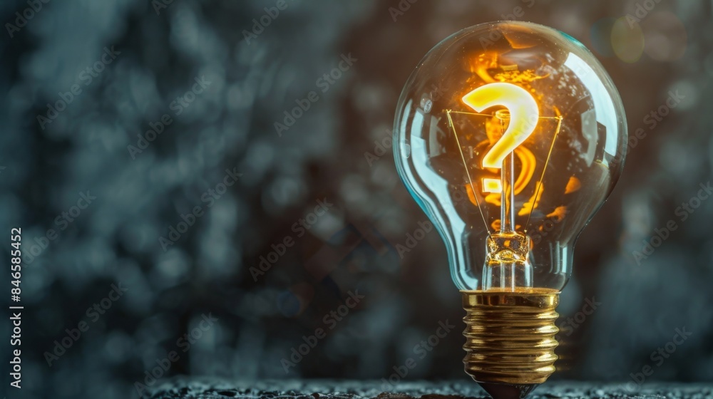 Poster A light bulb with a question mark inside, representing ideas, innovation, and problem-solving concepts.