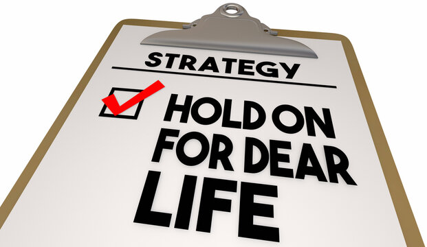 Hold On For Dear Life Strategy Plan Checklist Clipboard HODL 3d Illustration