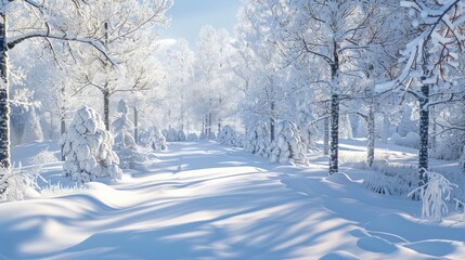Obraz premium Winter scene with snowy forest