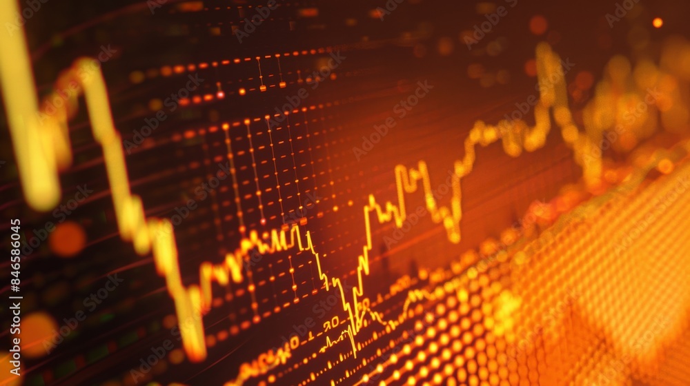 Poster a line graph showing stock price fluctuations over time, indicating market volatility and trends.