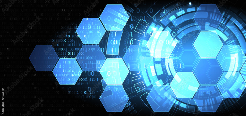 Aufkleber Hexagons on gradient color background. Hi-tech digital technology concept. Vector