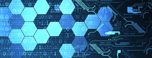 Hexagons on gradient color background. Hi-tech digital technology concept. Vector