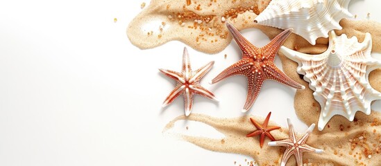 Starfish on the Sand: White Background Border Design with a Vacation Vibe