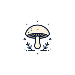 Mushroom Logo Vector , Mushroom silhouette, mushroom farm logo vintage vector illustration, Mushroom line art design