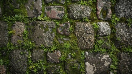 Crumbling mosscovered cobblestones tell the story of this streets endurance and survival through wars and revolutions. . AI generation.
