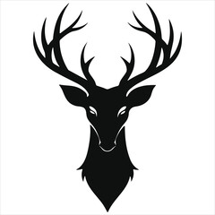 Deer head silhouette on vector.