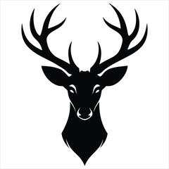 Deer head silhouette on vector.