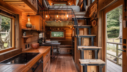 Maximizing Space: Inside a Tiny House with a Loft and Kitchen