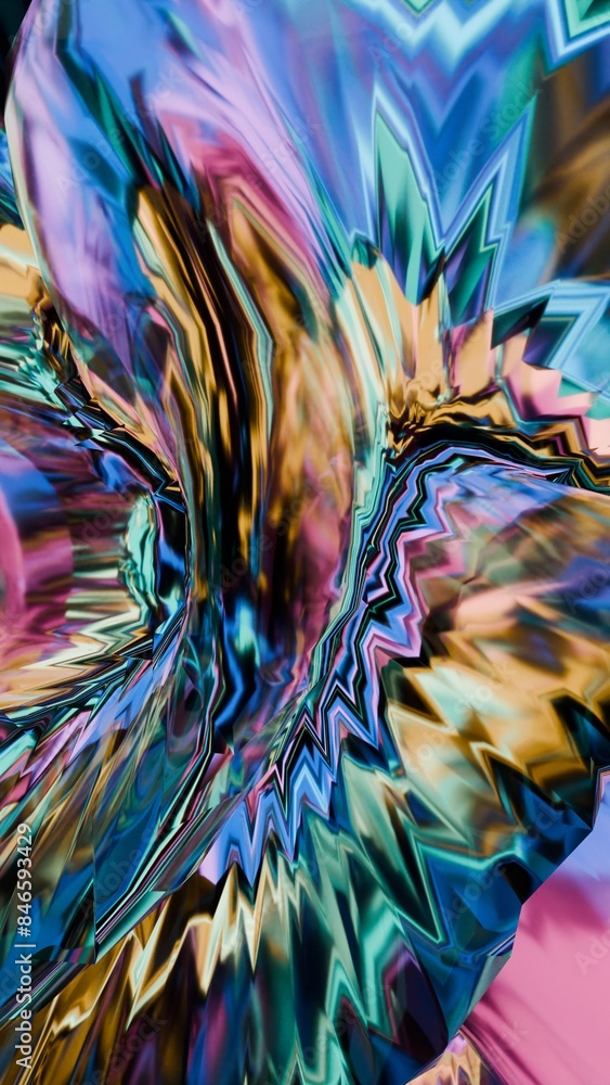 Poster abstract sculptural form in glass: a study in color and reflection
