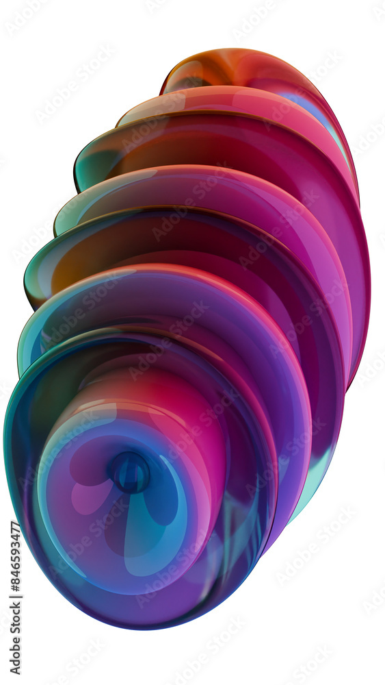 Poster abstract sculptural form in glass: a study in color and reflection