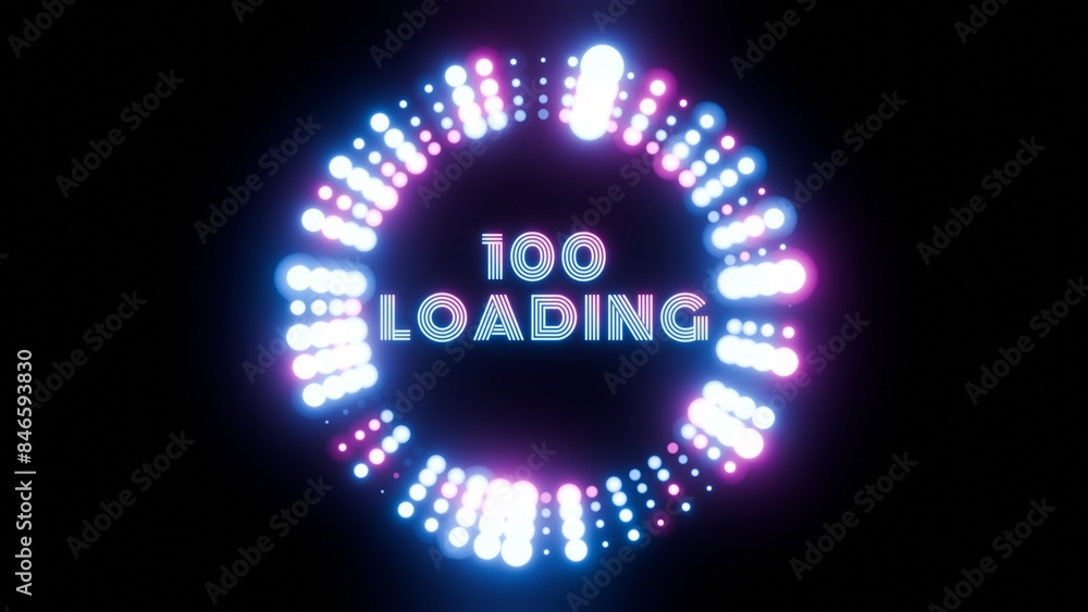 Aufkleber Retro Loading Animation: Futuristic Progress Circle with Vibrant Neon Colors