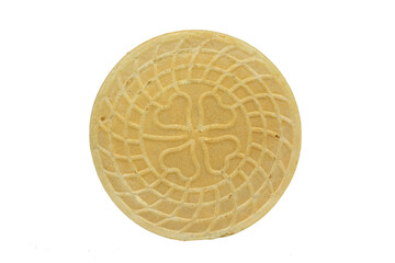 Wafer halva (kağıt helva in Turkish), a kind of light dessert with its round appearance and crispy flavor