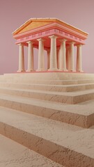 Fototapeta premium Peach Parthenon: Classical Revival in Pastel.