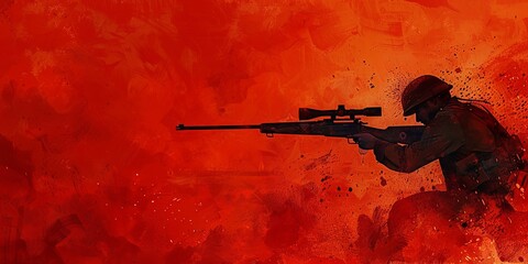 Patriotic US Soldier with Flag, Stylized Heroic Art