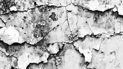 Obraz premium Black and white horizontal grunge background with mixed stains cracks and chips Vintage monochrome texture for design and decoration