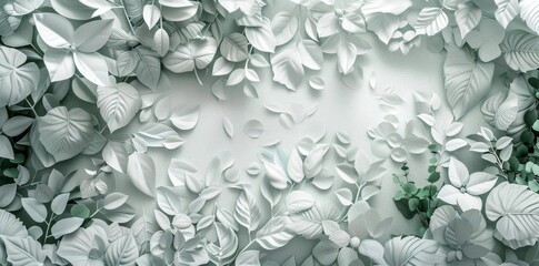 A sophisticated and stylish image featuring a grey leaf textile pattern, with intricate detailing and a symmetrical layout
