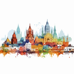 Kanpur India City Skyline with Color Buildings isolated on white.