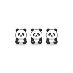 Naklejka premium Panda | Minimalist and Simple set of 3 Line White background - Vector illustration