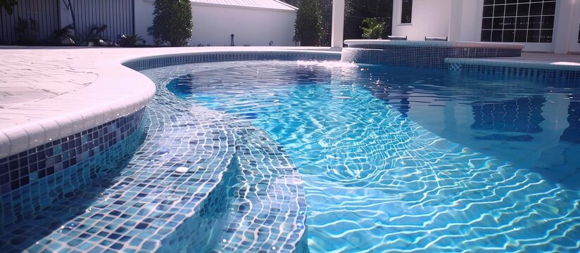 Complete pool replastering with tiling