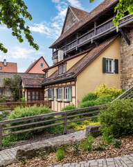 The beautiful medieval architecture in the old town of german fairytale Rothenburg ob der Tauber, Bavaria