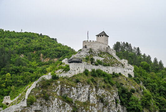 Old stone fortress in Užice, Serbia. Stone defensive walls and hilltop fort.