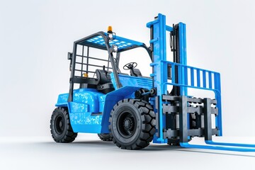 Forklift with a white background and blue color