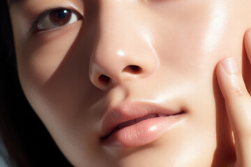 Fototapeta premium 女, 女性, 化粧, 美容, エステ, クリーム, 目元, 肌, スキンケア, 美しい女性, モデル, woman, female, makeup, beauty, esthetics, cream, eye area, skin, skin care, beautiful women, model