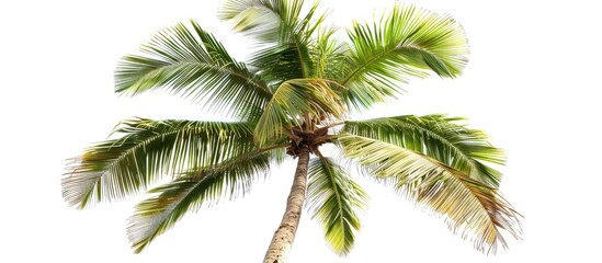 Coconut palm tree set against a white backdrop.