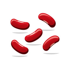 Red bean vector isolated on white background.