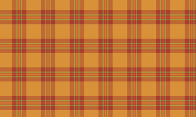 Orange background and brown green plaid retro seamless pattern vector background