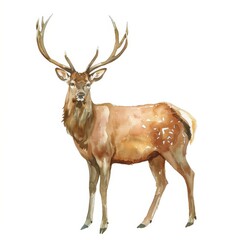 Beautiful watercolor clipart featuring a majestic deer isolated on a white background