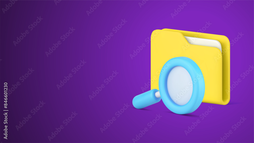 Aufkleber finding important information in folder document storage use magnifying glass isometric 3d icon
