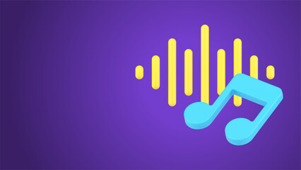 Musical application isometric template with notes and sound wave 3d icon isometric vector