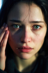 女, 女性, モデル, 悲しい, 苦しい, 憂鬱, 涙, woman, female, model, sad, bitter, melancholy, tears