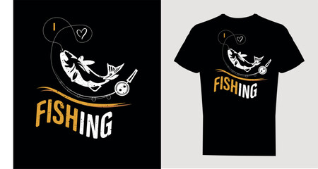I love fishing T-shirt Design, Vector illustration. Calligraphy for the print typography