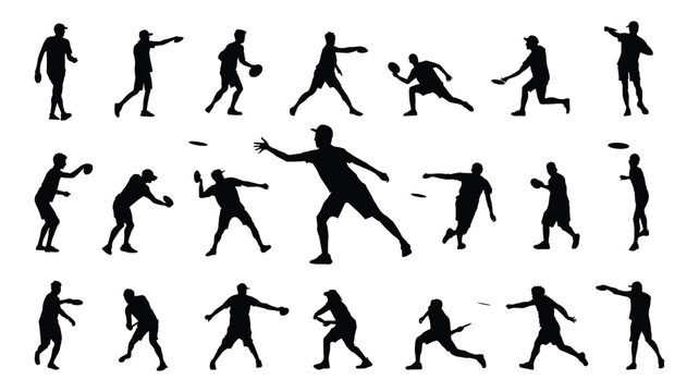 Set of Disc Golf Player silhouette vector