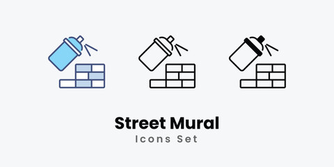 Fototapeta premium Street Mural icons vector set stock illustration