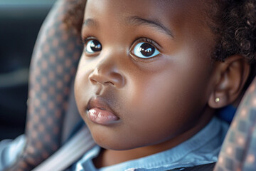 Beautiful lovely baby in carriage or carseat spending family time traveling or promenading, Generative AI
