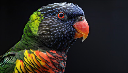 rainbow lorikeet isolated on black