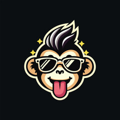 cool monkey wearing sunglasses illustration.