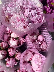 A bouquet of beautiful pink peonies