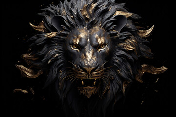 Black and gold lion head 